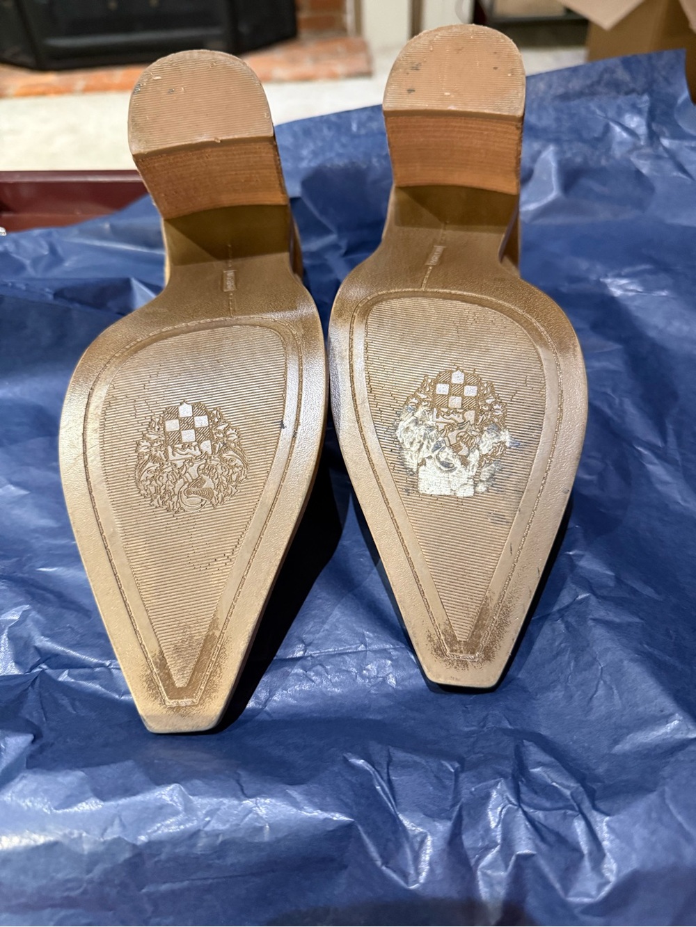 Vince Camuto Wevenly Suede Pointed Slip-On Stacked Heel Pumps - Picture 7 of 8